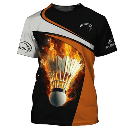 Summer Vintage 3D Sports Badminton Printing T Shirt Fitness Lovers Graphic Short Sleeves Gym Fashion Streetwear T-shirts Clothes - Xlam