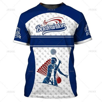Summer Vintage 3D Sports Badminton Printing T Shirt Fitness Lovers Graphic Short Sleeves Gym Fashion Streetwear T-shirts Clothes - Xlam