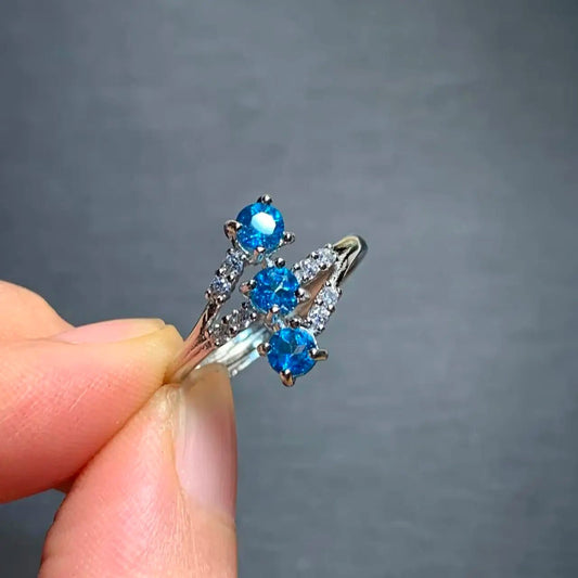 Vintage Natural Blue Topaz Ring For Women Copper Simple Fine Jewelry Stone Gemstone Classic Style - Xlam